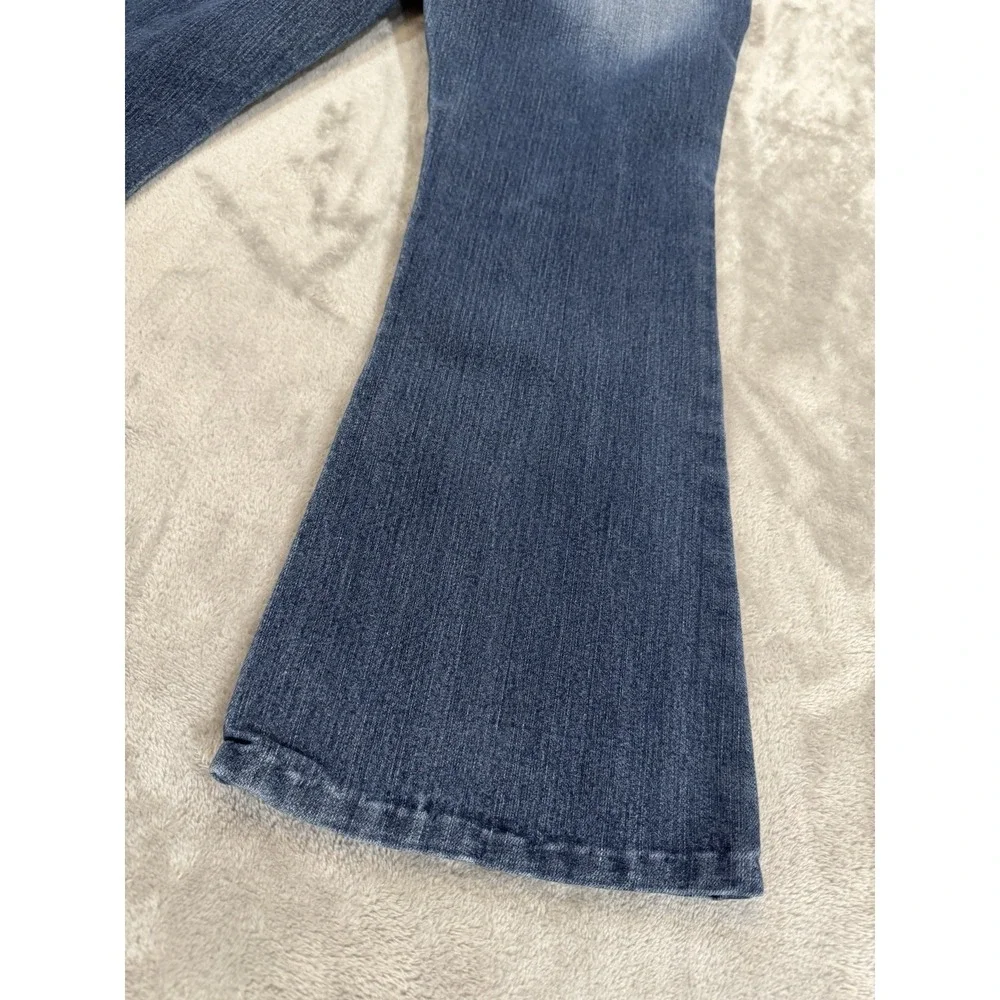 lei Jeans Juniors 7 L24 Blue Sophia Hipster Flare Stretch Denim Flap Pockets‎